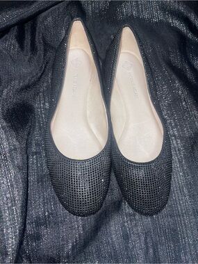 ANTONIO MELANI Black Perforated Slip-On Ballet Flats